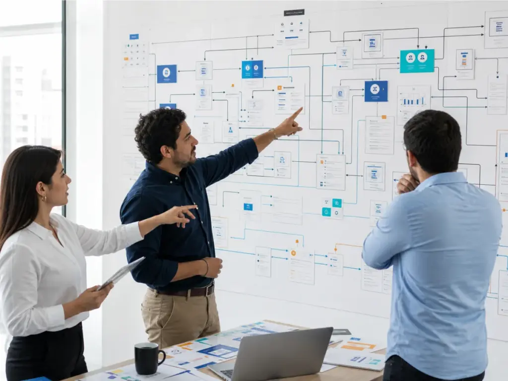 Equipo conectando sistemas, datos y procesos digitales